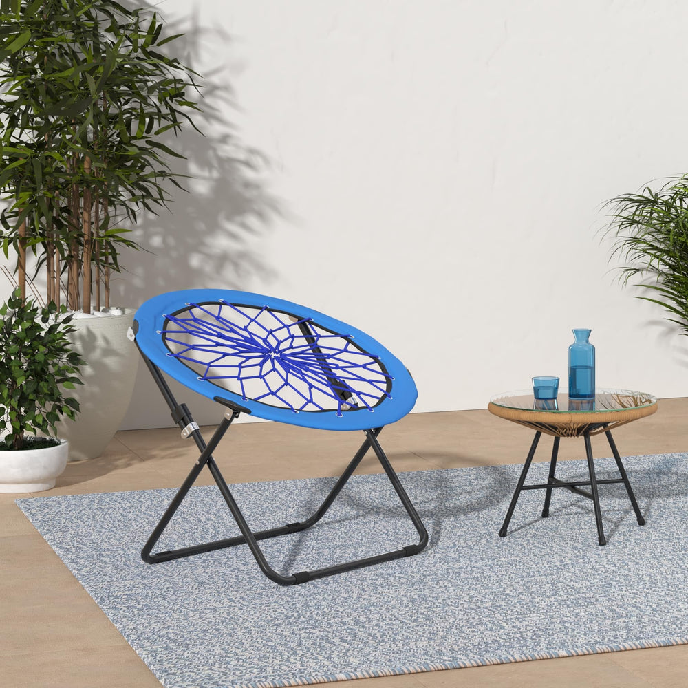 CAMP SOLUTIONS bungee chair side view shows portable foldability for small spaces