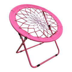 CAMP SOLUTIONS bungee chair pink close-up weave showing portable comfort for camping.