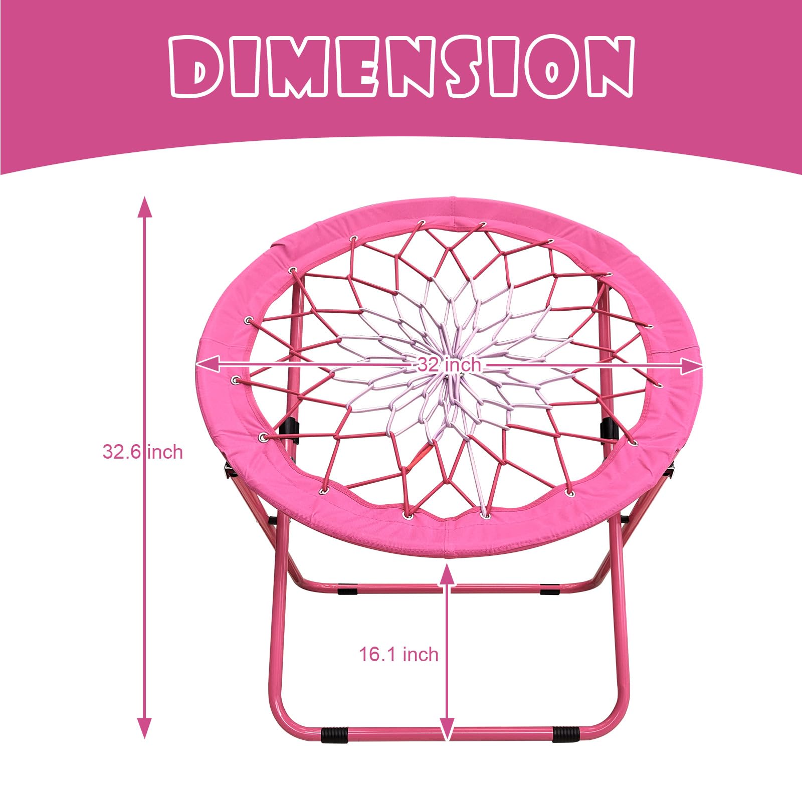 CAMP SOLUTIONS bungee chair pink outdoor-ready for patio or camping.
