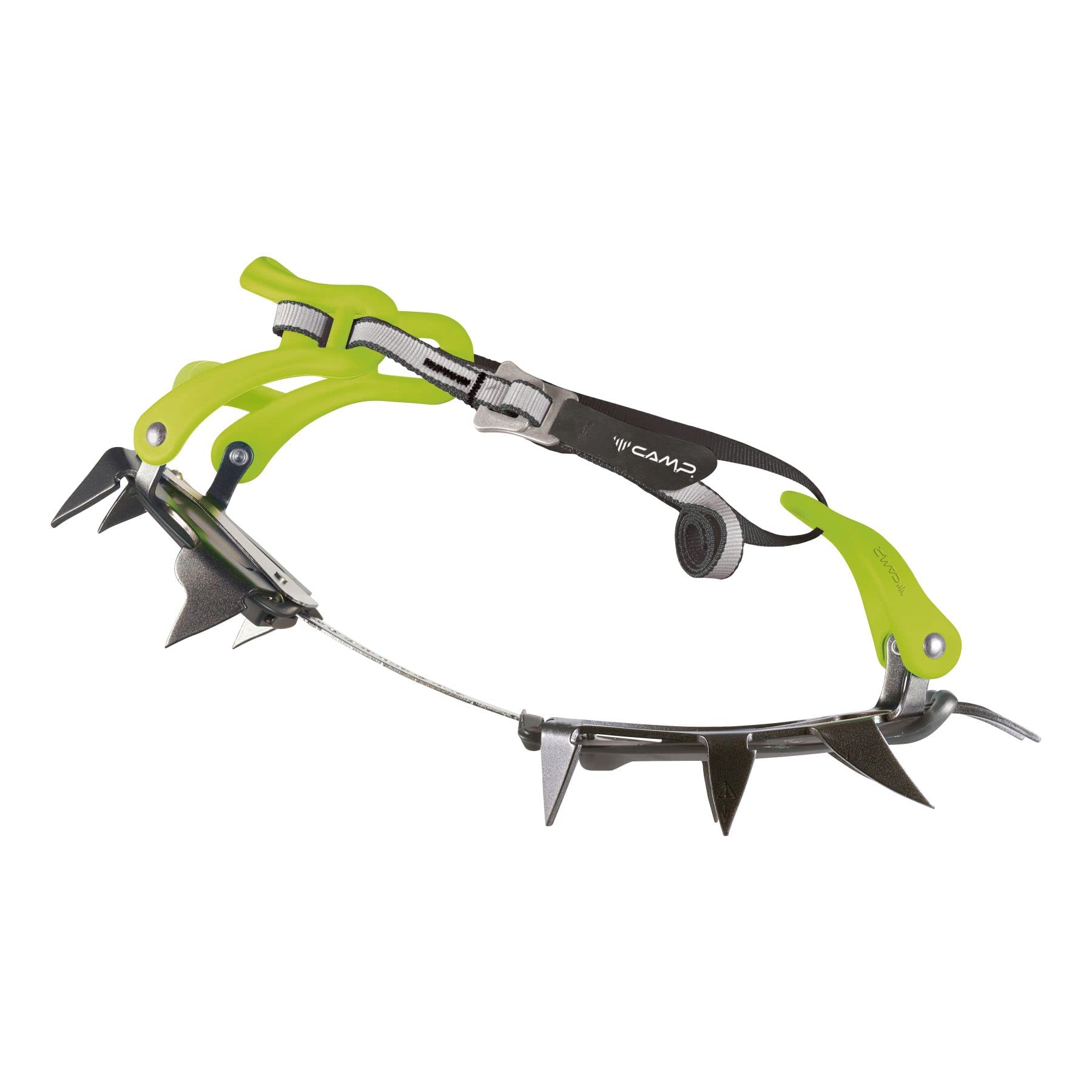 CAMP Stalker universal crampons side profile emphasizing 12 point grip for technical climbs