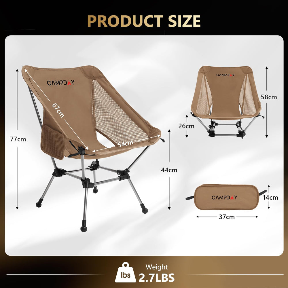 Campday camping chair 7075 aluminum frame provides stable, durable performance