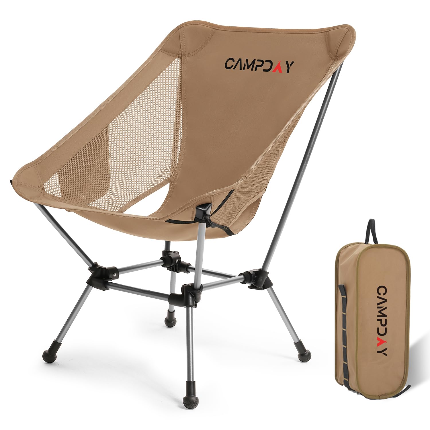Campday camping chair ultralight folded in backpack, ideal for hiking adventures