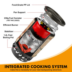 CAMPEAK Gen stove heat-exchange technology boosts efficiency for faster boiling and cooking.
