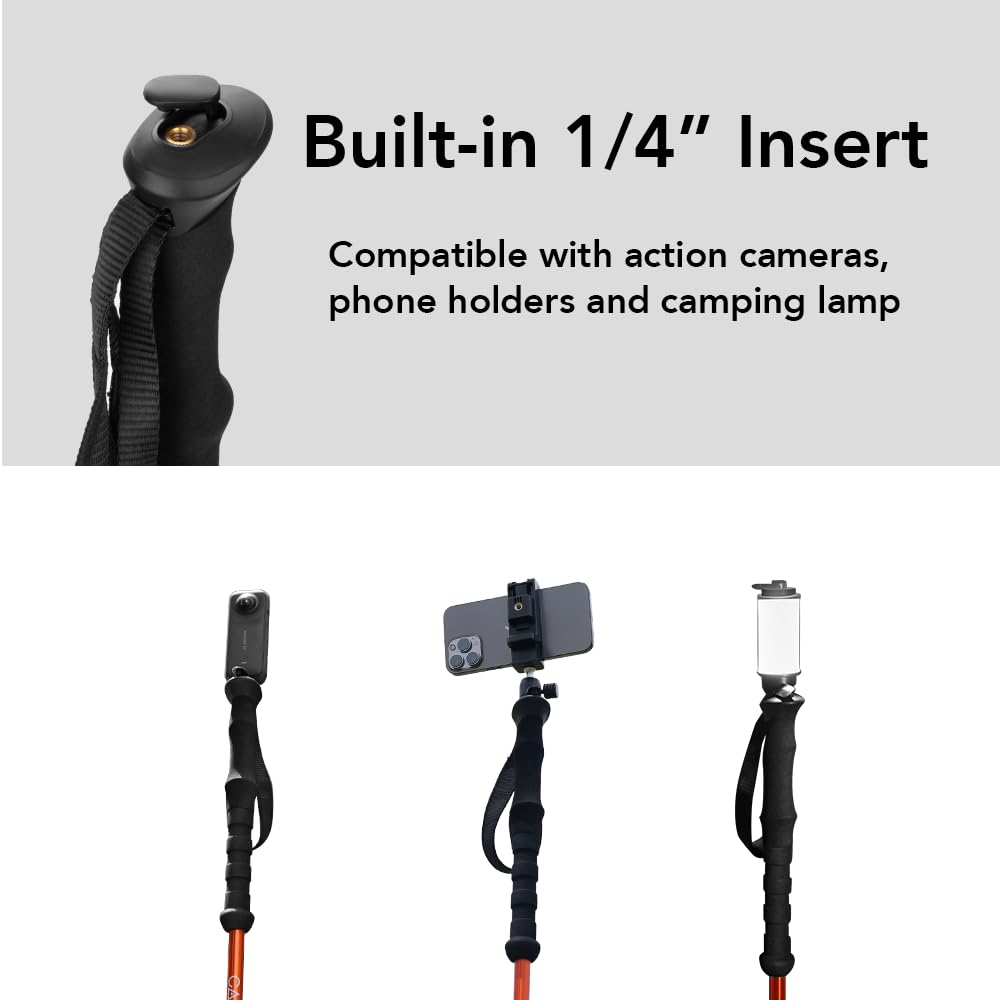 Camperig Selfie Trekking Pole built-in camera mount for on-the-go photography