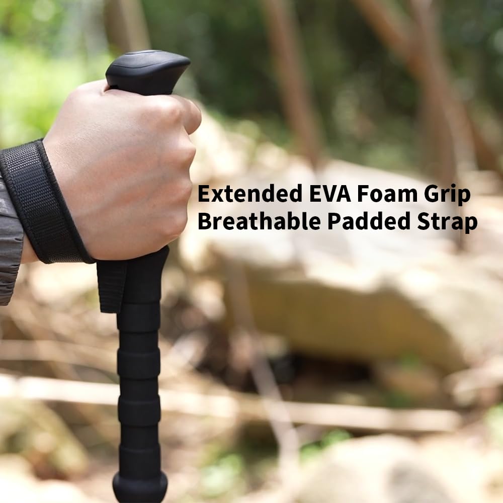 Camperig Selfie Trekking Pole extended EVA grips reduce fatigue on climbs