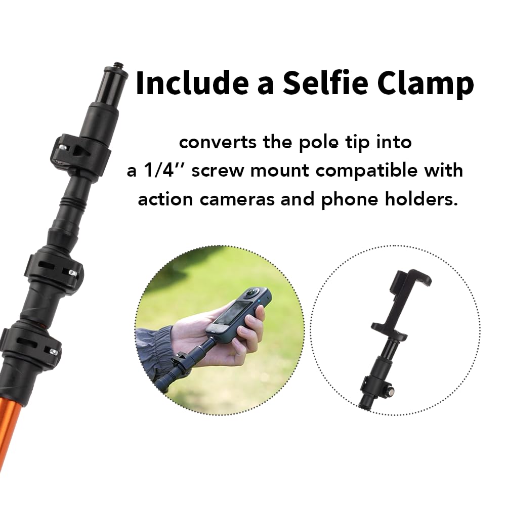 Camperig Selfie Trekking Pole selfie clamp ready for phone shots