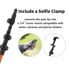 Camperig Selfie Trekking Pole selfie clamp ready for phone shots