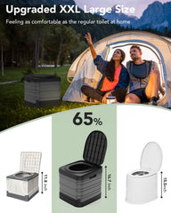 Camperperfect XXL portable toilet provides privacy screen and odor control for discreet use.