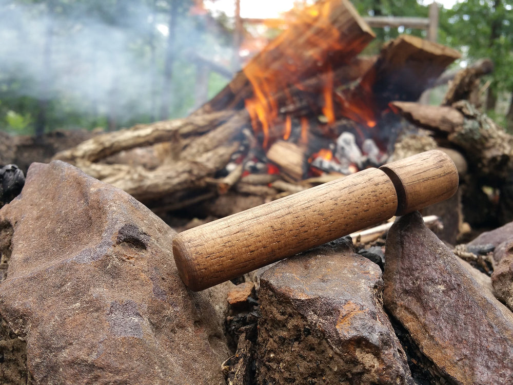 CampfirePiston Hickory Fire Piston USA-made label reinforces domestic craftsmanship.