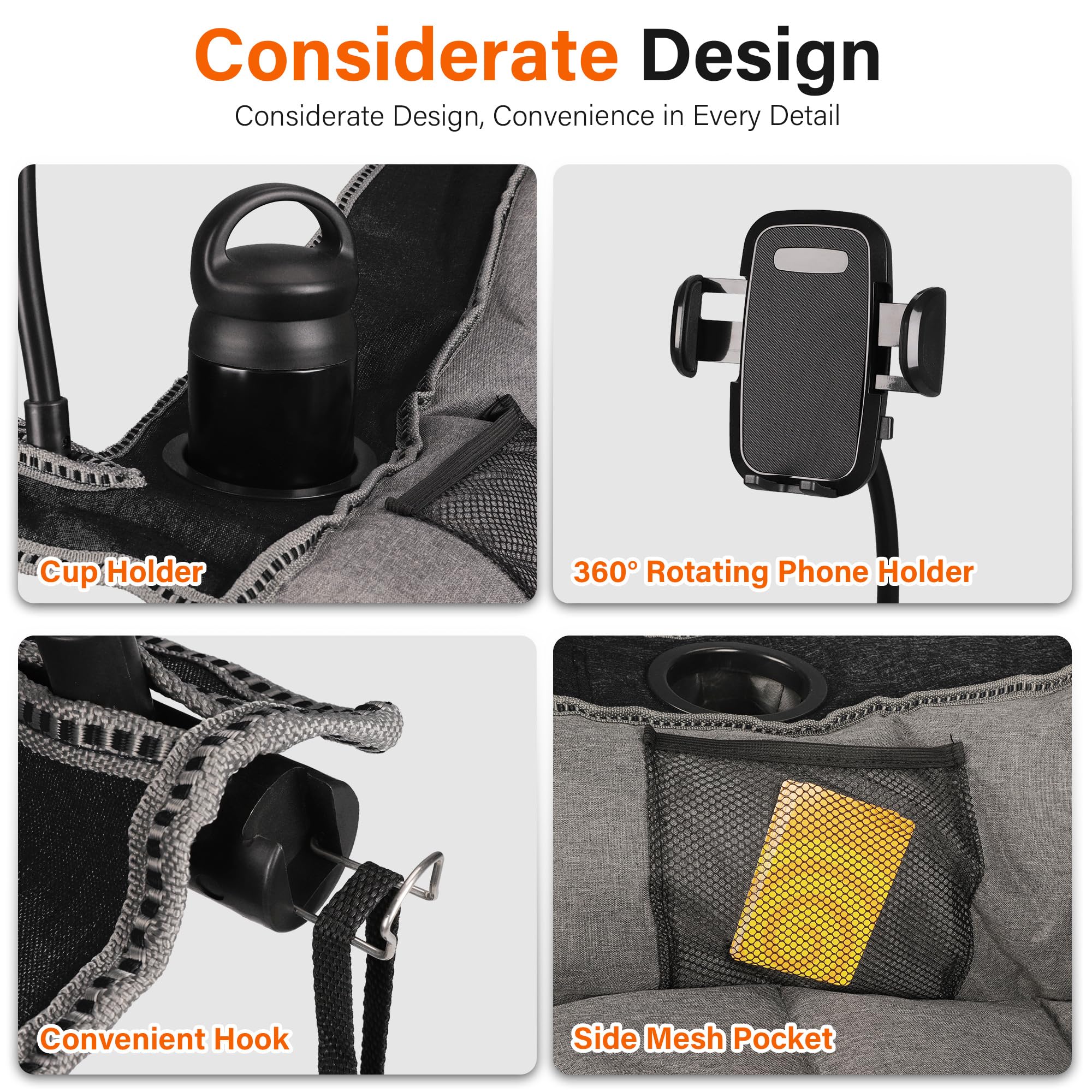 Camphill folding design folds compactly for easy transport and storage.