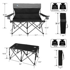CAMPHILL table with cupholders demonstrates organized outdoor dining and beverage accessibility.