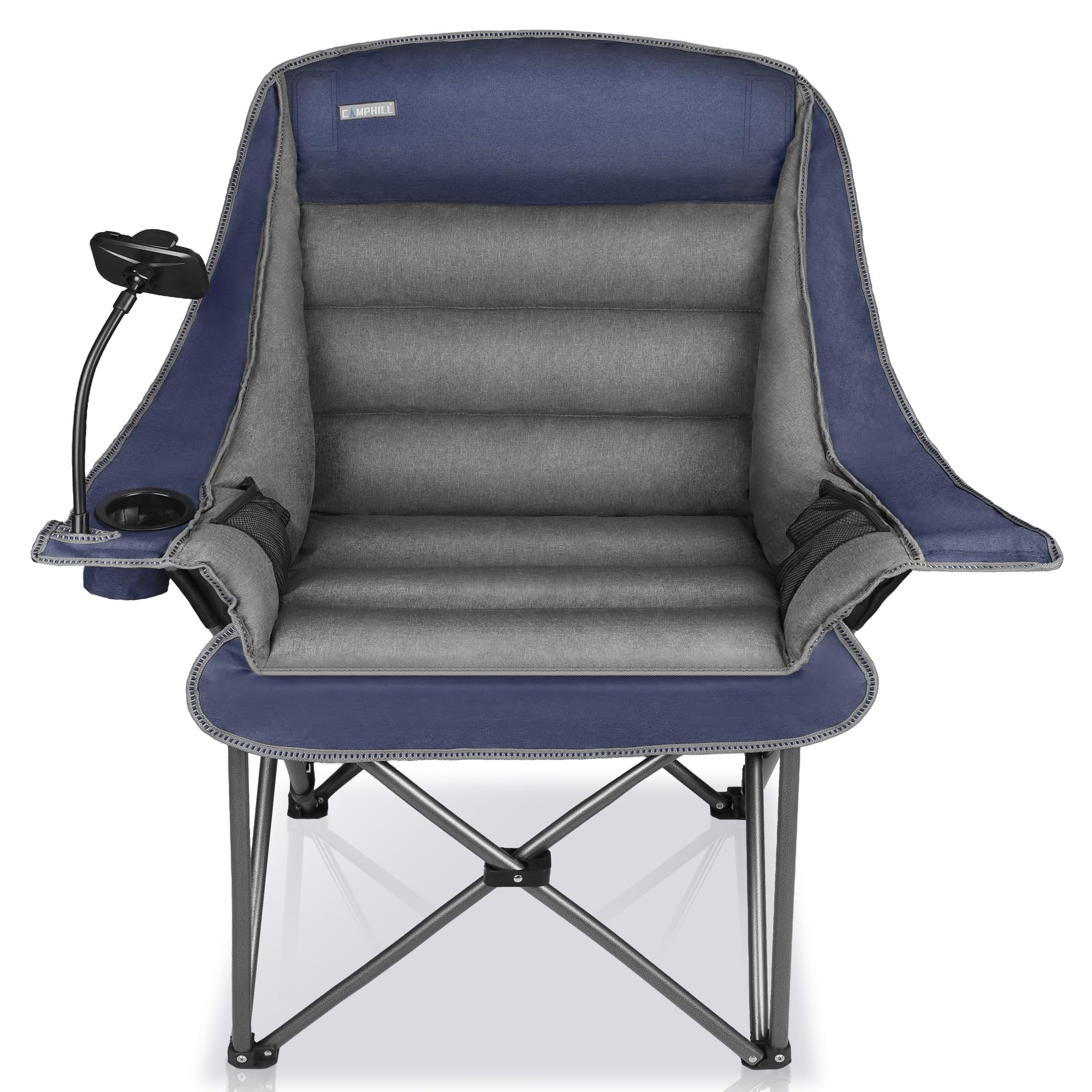 CAMPHILL XL folding camping chair—easy transport and quick setup for outdoors.