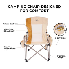 Camphor Designs chair built-in cooler 6-can keeps drinks cold