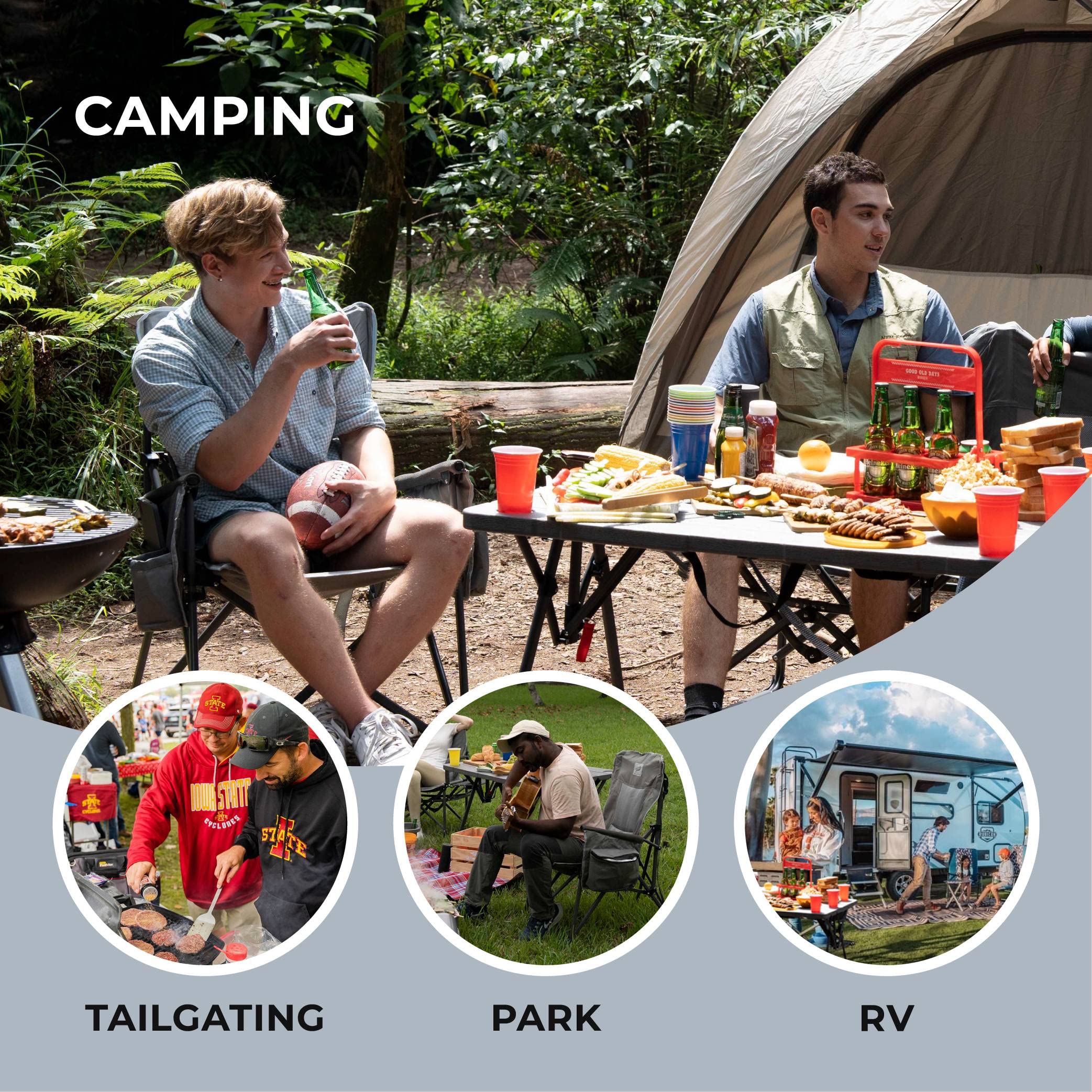 Camphor Designs heavy-duty chair insulated drink holder maintains beverage temperature.