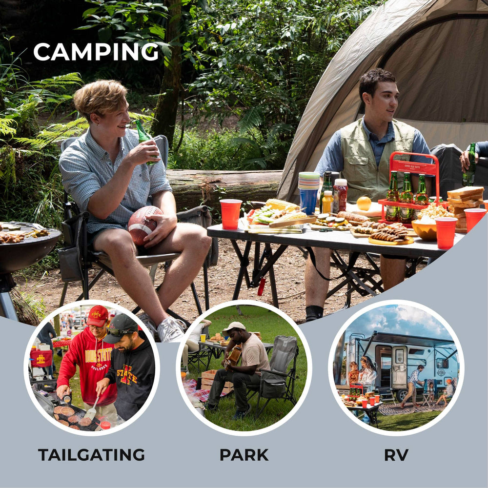 Camphor Designs heavy-duty chair insulated drink holder maintains beverage temperature.
