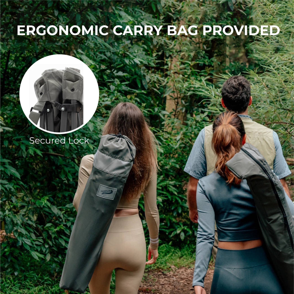 Camphor Designs heavy-duty chair outdoors, ready for camping or hunting adventures.