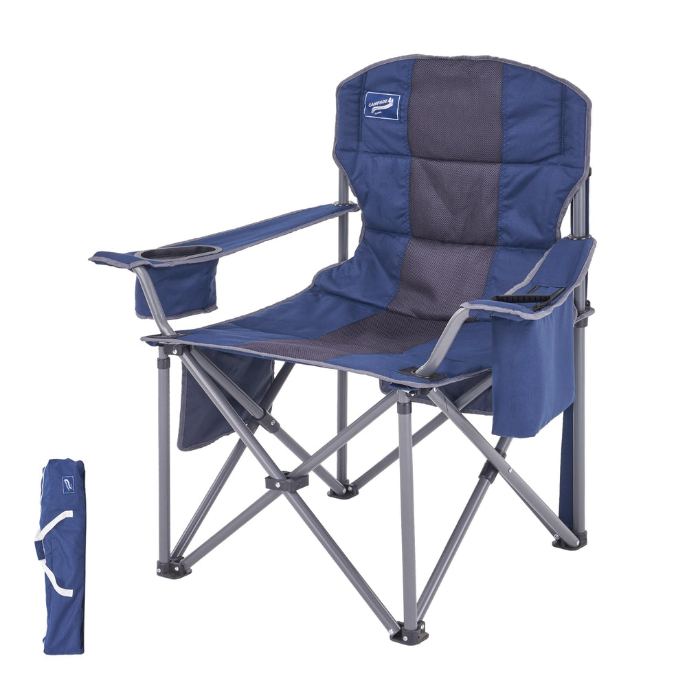 Camphor Designs oversized chair backrest provides padded support for long outdoor sessions