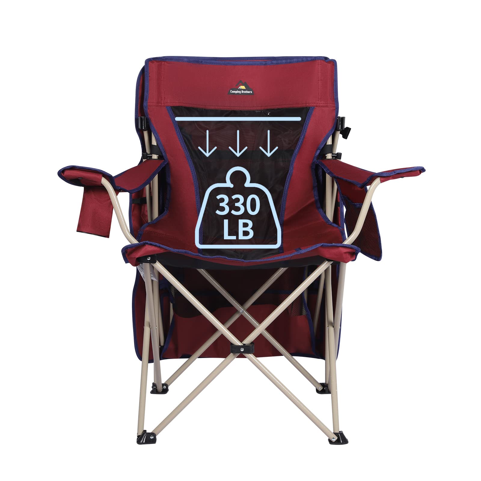 Camping Brothers beach chair with canopy maroon compact design for car trunk