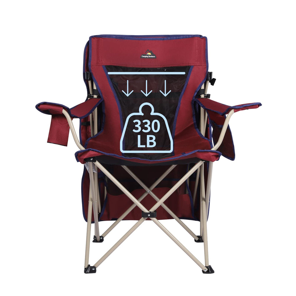 Camping Brothers beach chair with canopy maroon compact design for car trunk