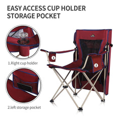 Camping Brothers beach chair with canopy maroon sunshade in outdoor setting