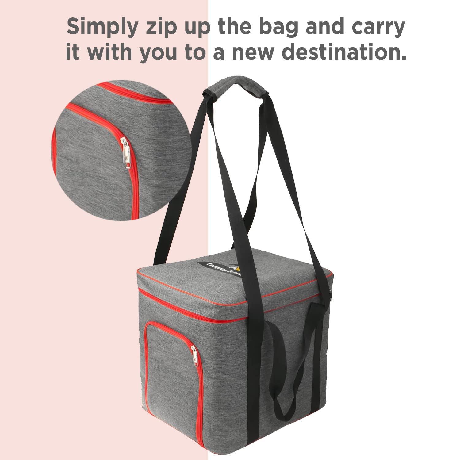 Camping Brothers carry bag strap detail showing four straps for easy handling.