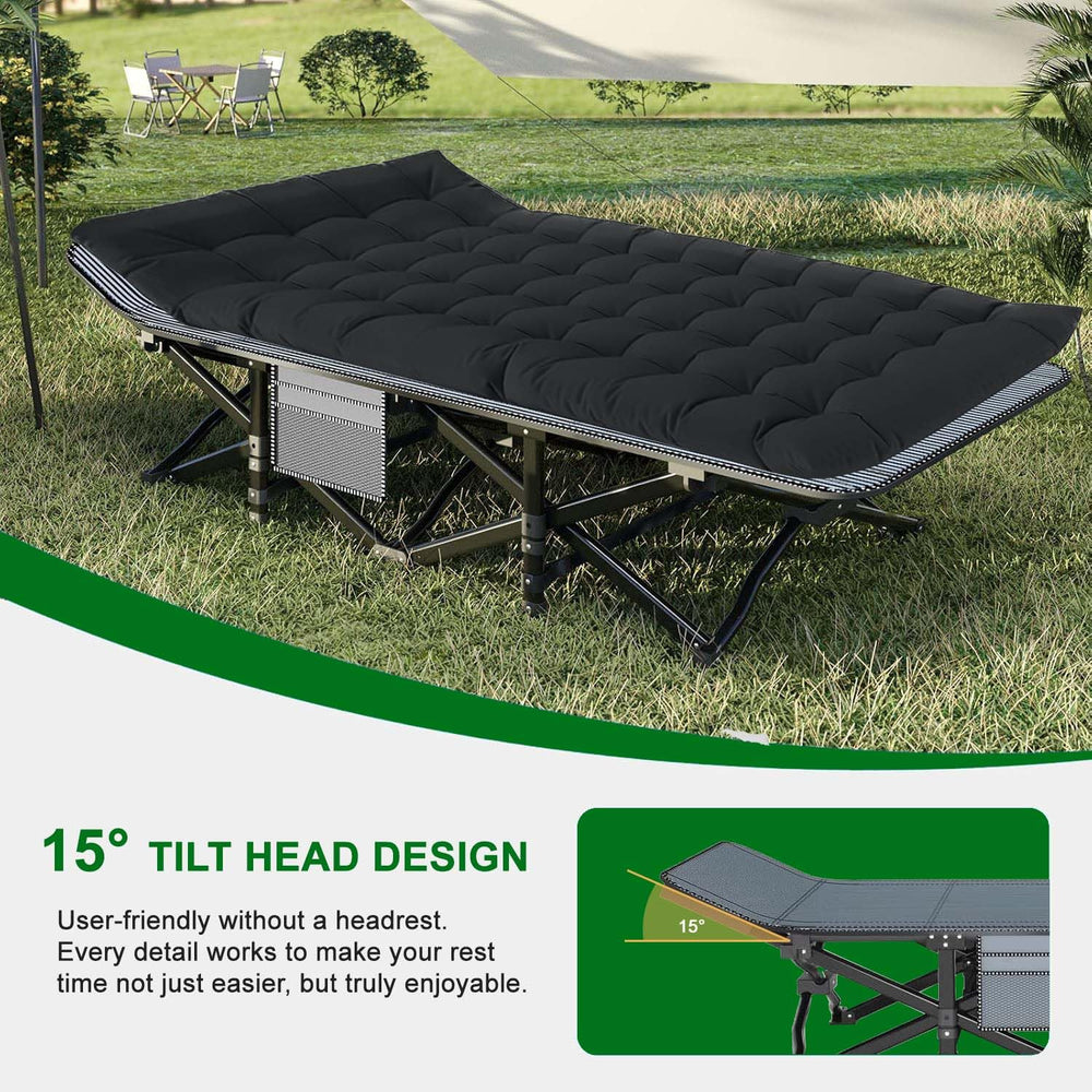 Camping Cot Extra Wide double-layer mattress with color sides for customization.