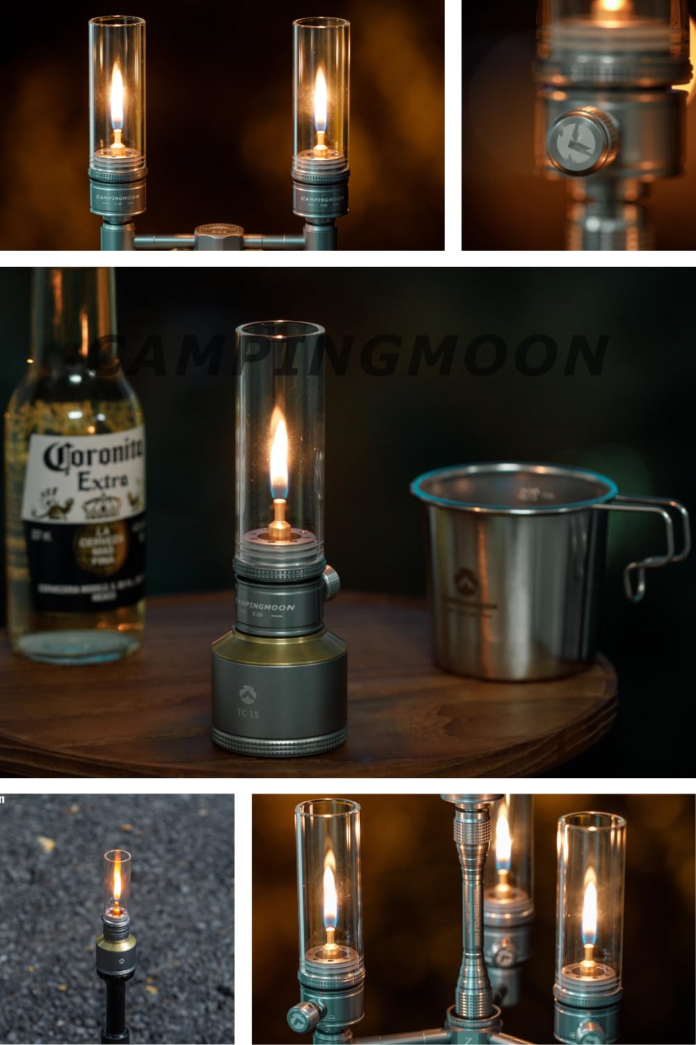 Camping Moon adjustable light frame offers controlled brightness for late-night tasks.