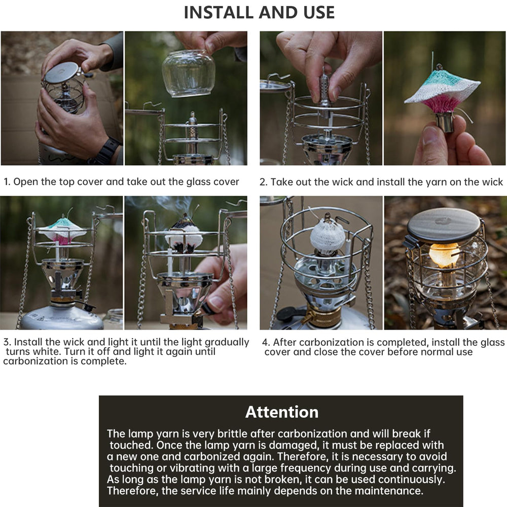 Camping Moon camping gas-lantern T-4 hanging hook ready for campsite setup.