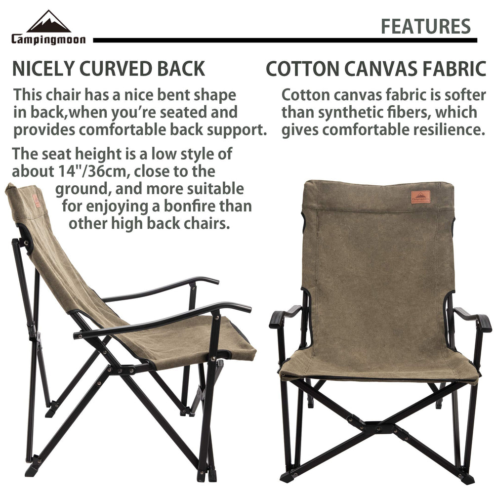 Camping Moon cotton canvas near spark-resistance for bonfire seating scenario.
