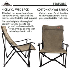Camping Moon cotton canvas near spark-resistance for bonfire seating scenario.