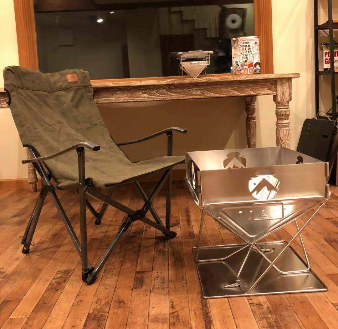 Camping Moon foldable cotton canvas chair seat close-up highlighting durable fabric for outdoors.