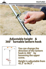 Camping Moon heavy-duty lantern stand with storage bag for transport.