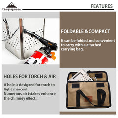 Camping Moon MT-18 folded with carrying bag for easy portability