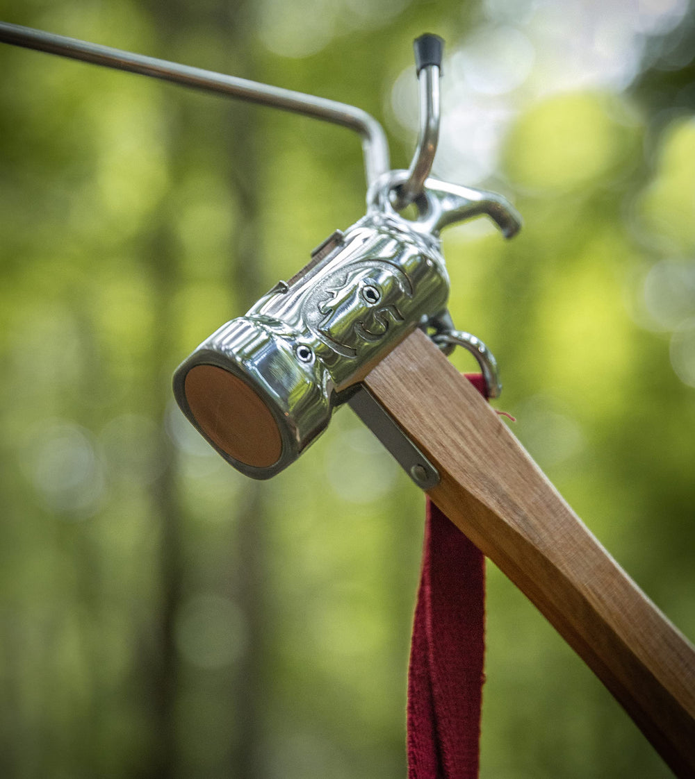 Camping Moon Premium Peg Hammer back holes for peg removal and hooks.