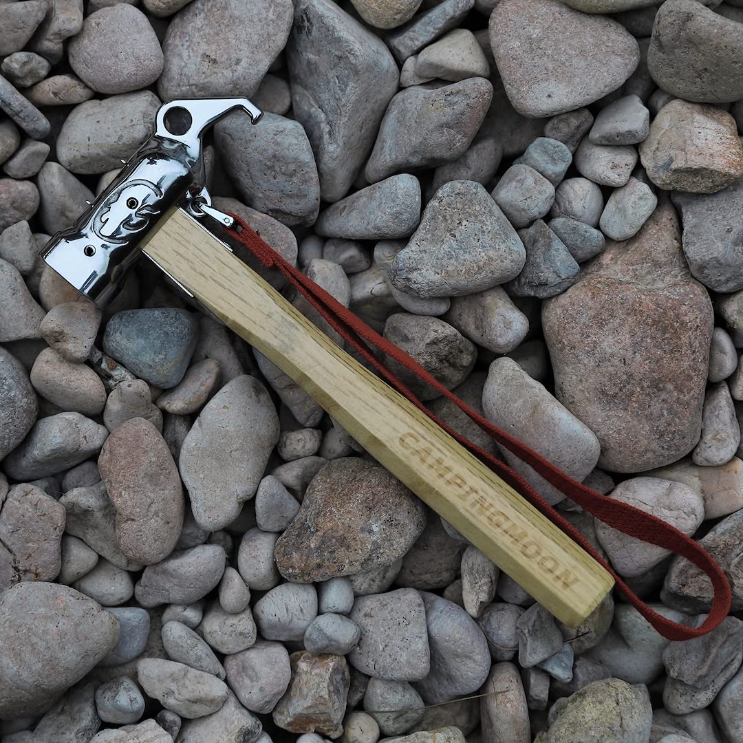 Camping Moon Premium Peg Hammer safety belt keeps hammer secure.