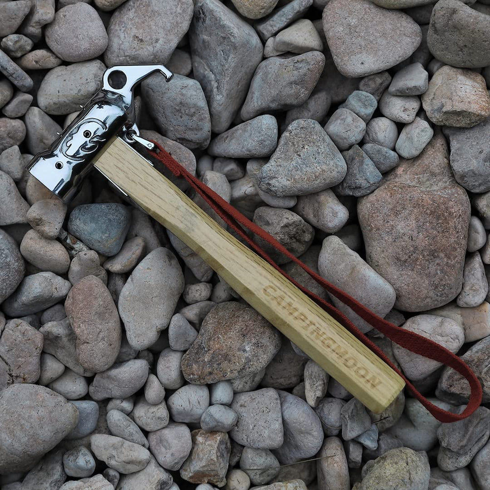 Camping Moon Premium Peg Hammer safety belt keeps hammer secure.