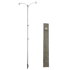 Camping Moon stainless-steel lantern pile driver extended-height setup for tall lighting reach.