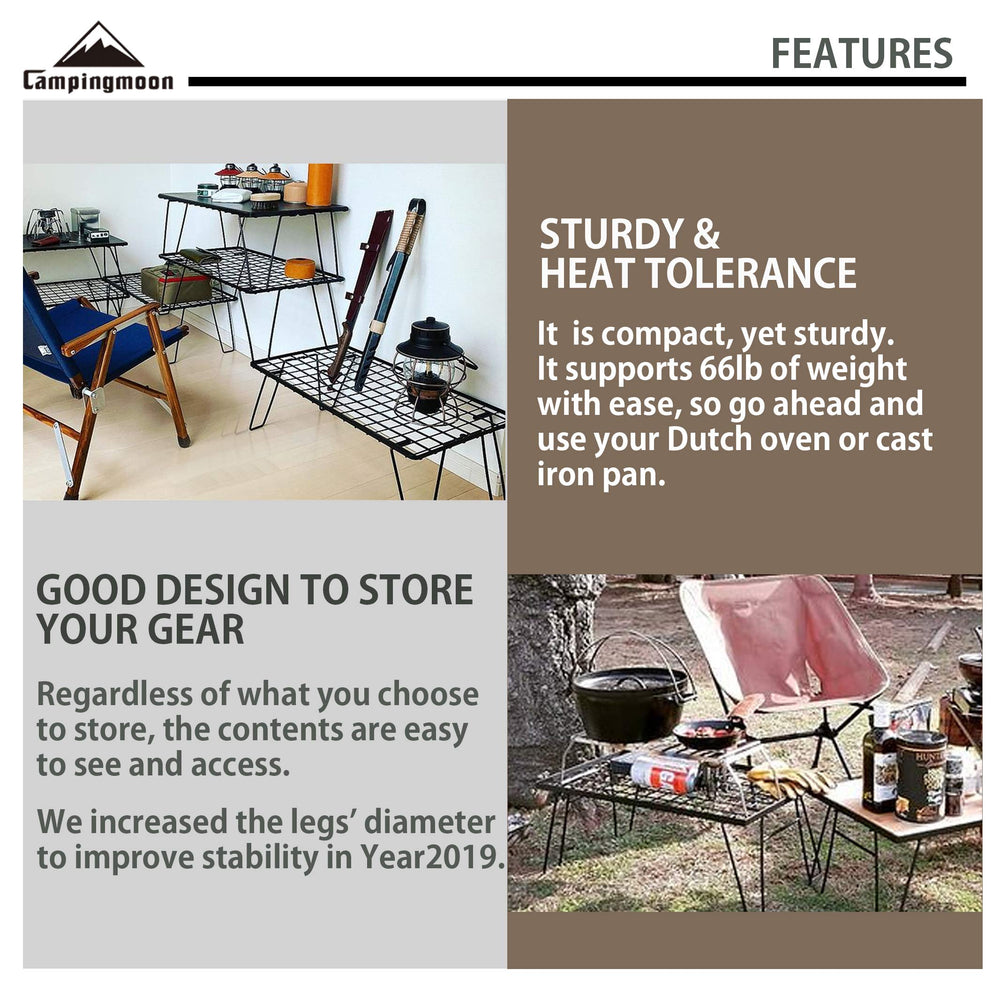 Camping Moon t230-2t rack used indoors as a compact storage or surface.