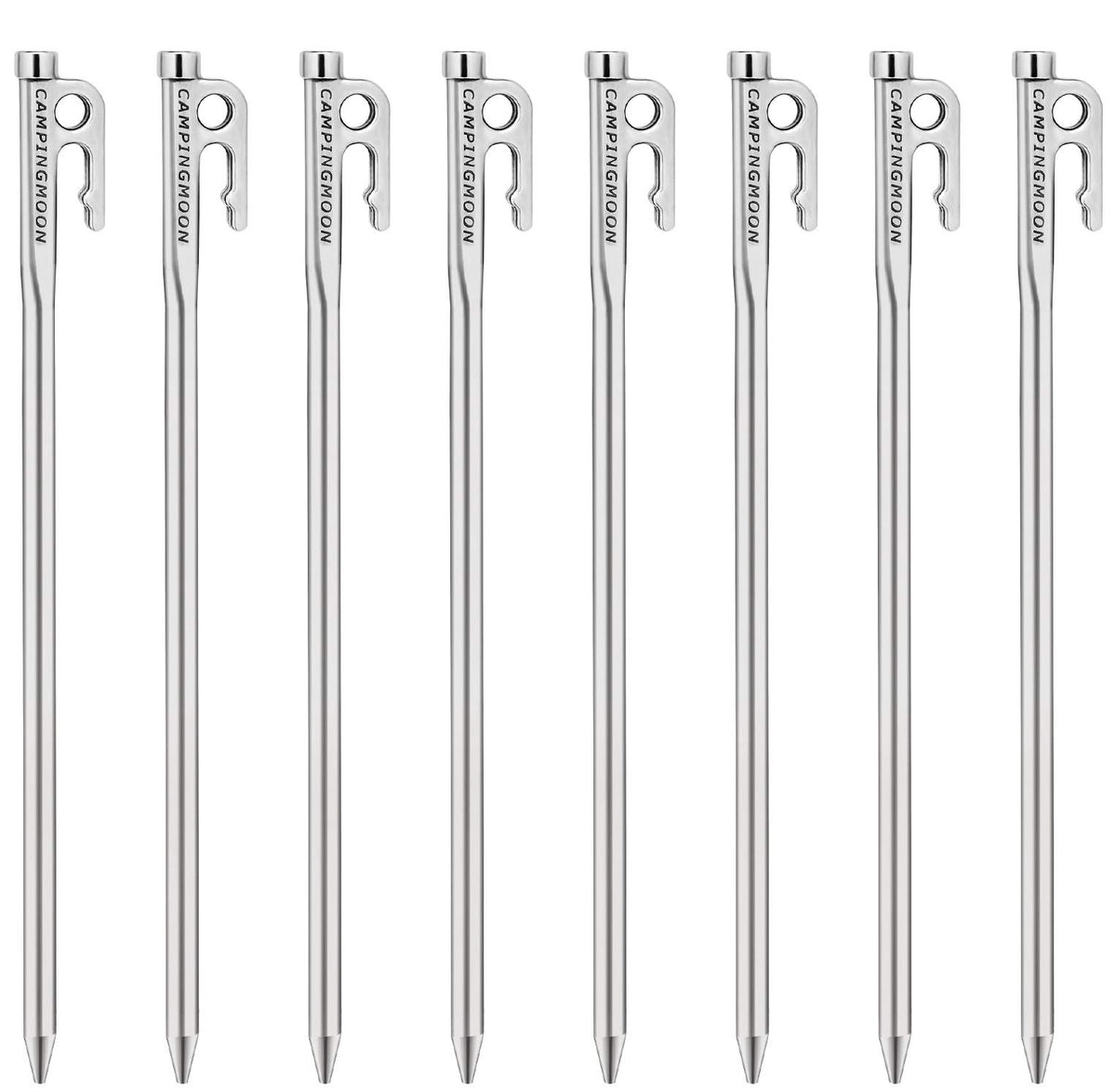 Camping Moon R-Series flat-top tent stake, 30 cm, anchors securely in hard ground.