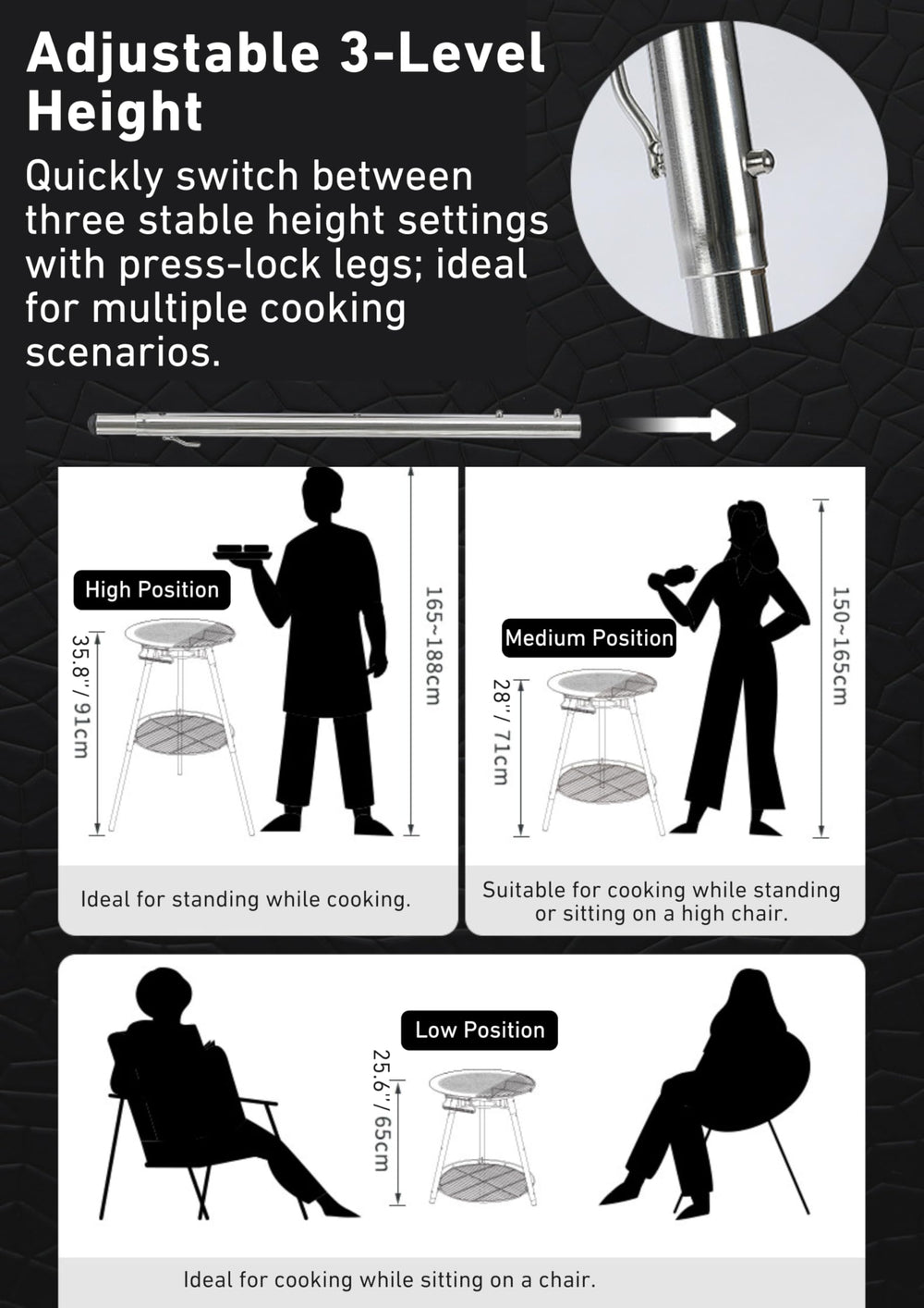 Camping Moon carry bag for legs and grill enables grab-and-go portability