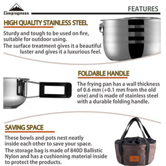 Camping Moon folding-handle frying pan ready for transport.