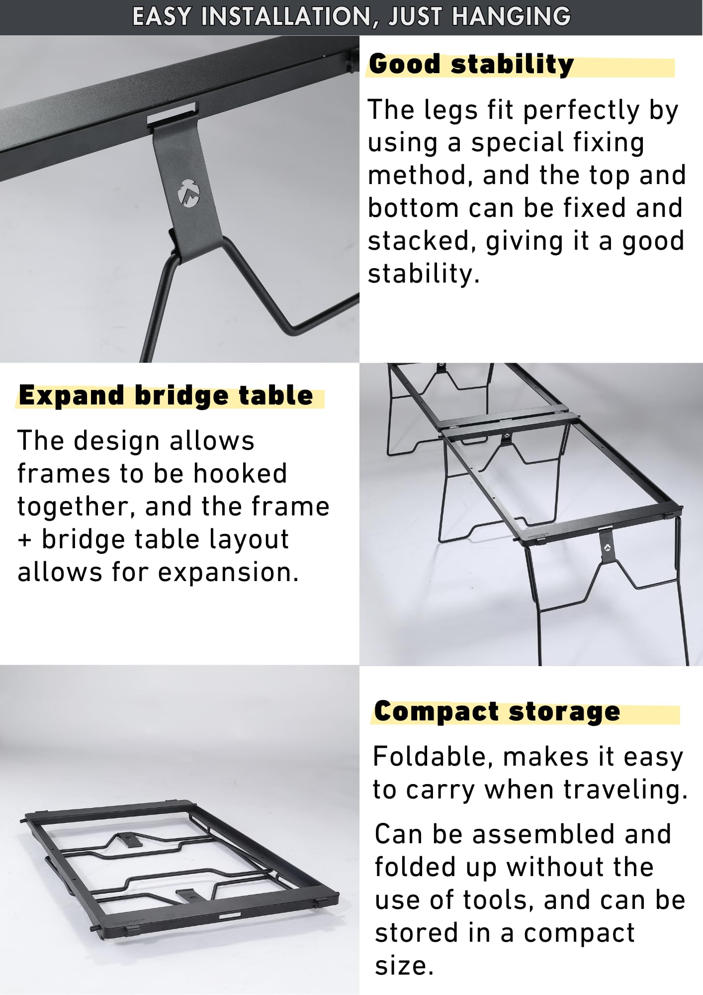 Camping Moon IGT Top Board Bridge Table dimensions overview with width and height