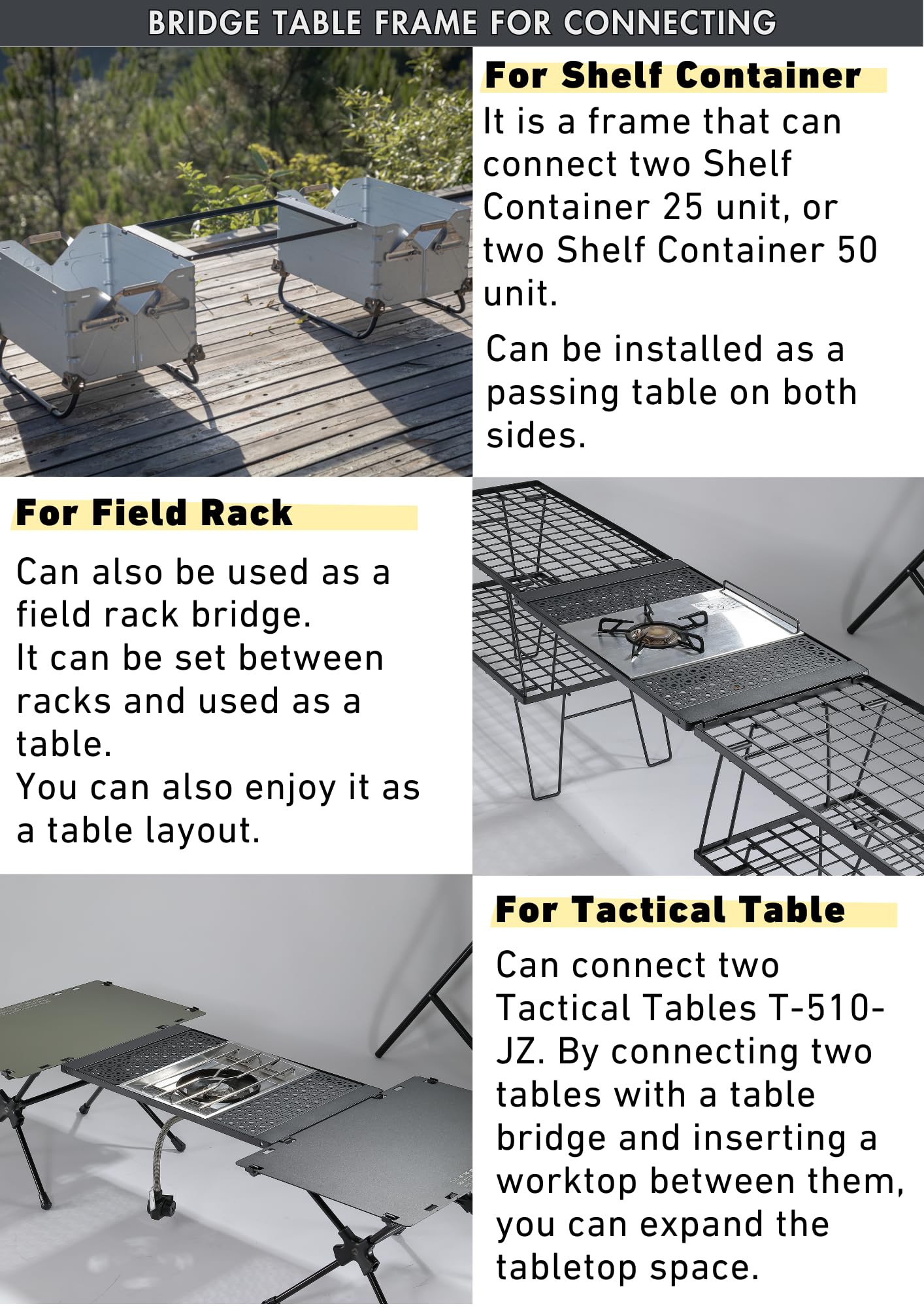 Camping Moon IGT Top Board Bridge Table stable legs close-up for secure cooking