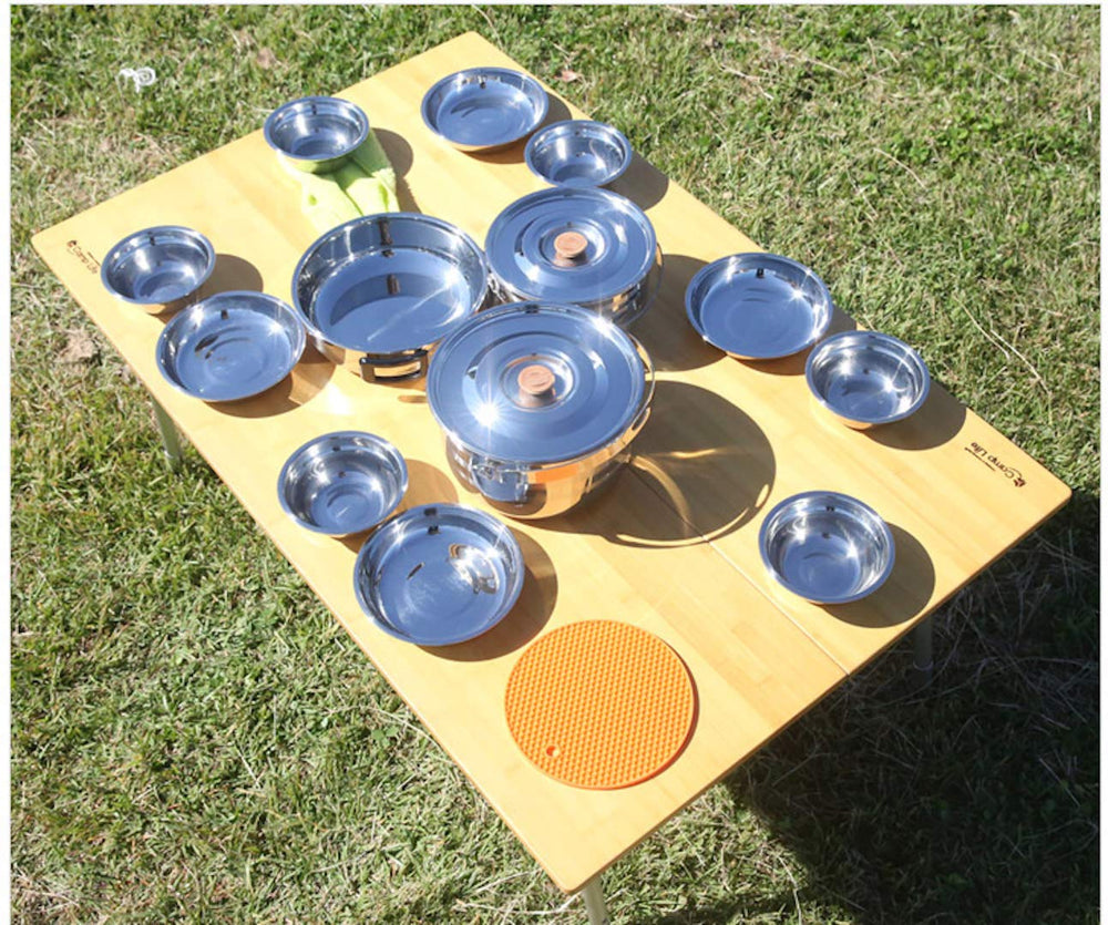 Camping Moon nesting pots and bowls save space in a small pack.