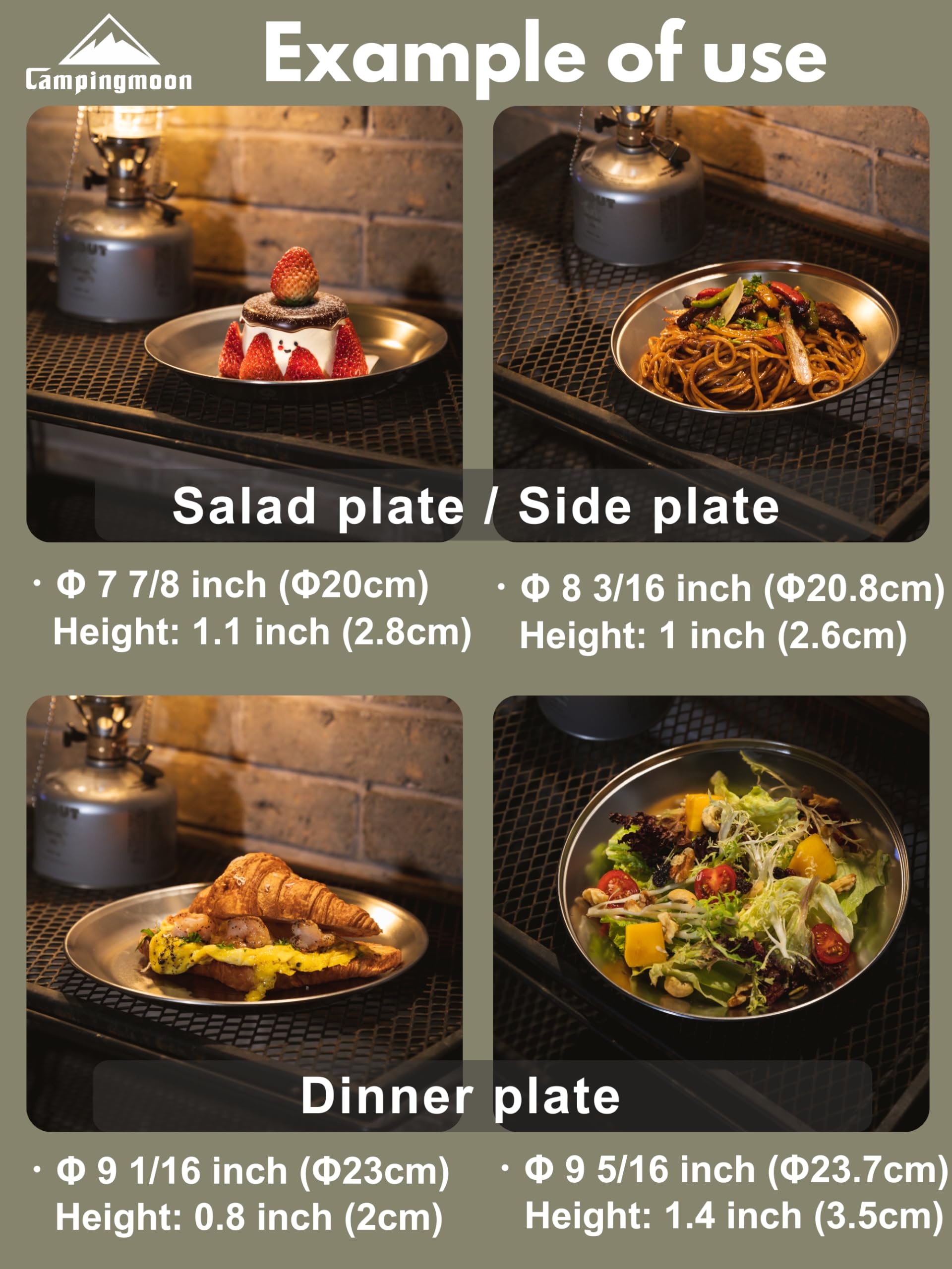 Camping Moon stackable-design plates maximize compact packing during camping trips.