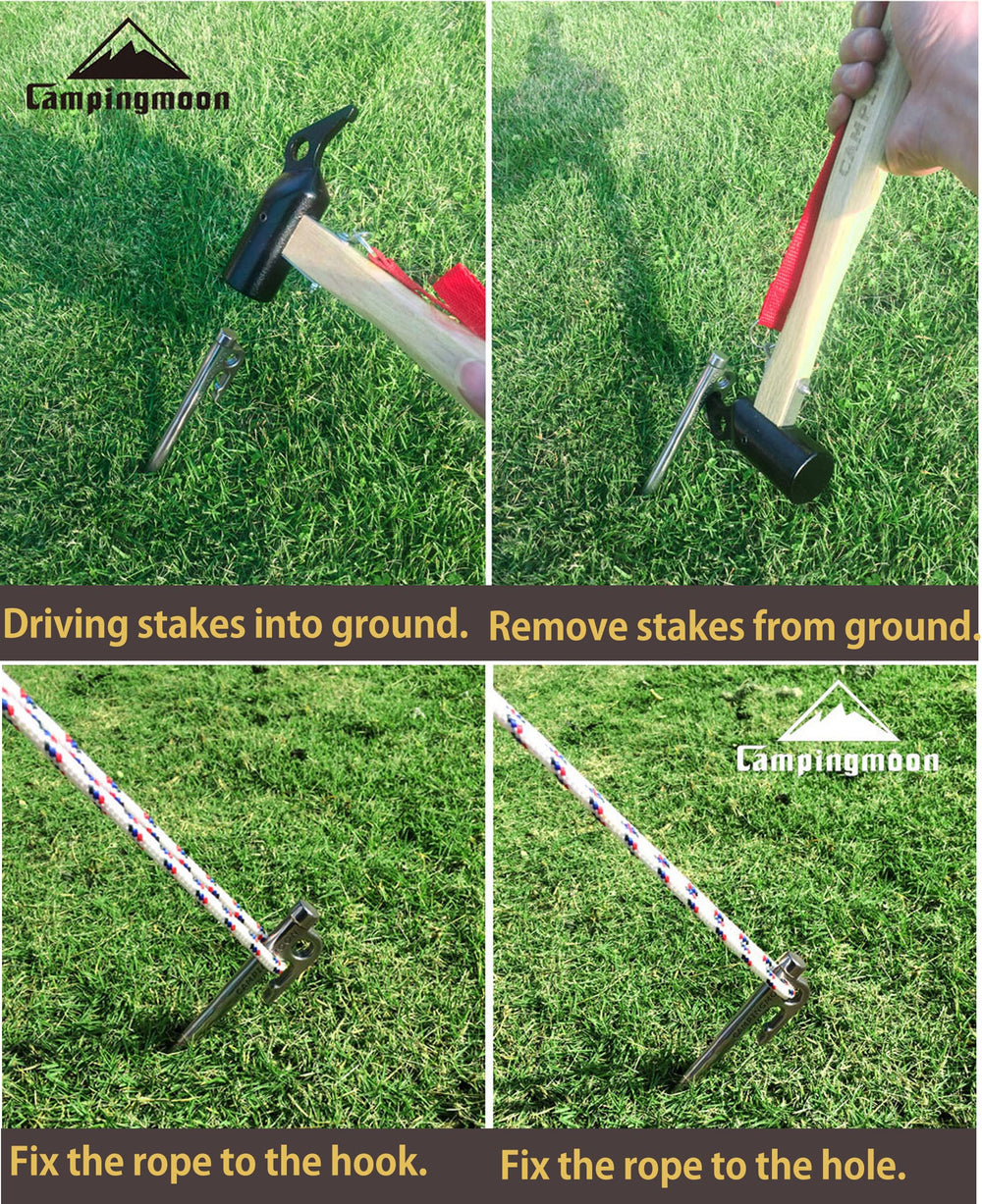 CampingMoon stake 420J2 material offers enhanced hardness for hard ground