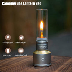 Camping Moon wooden lantern case protects glass during travel