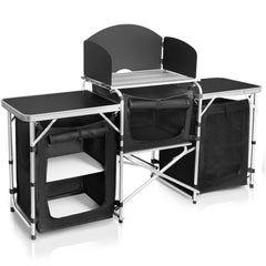 CampLand folding cooking table side view showing portable outdoor prep surface