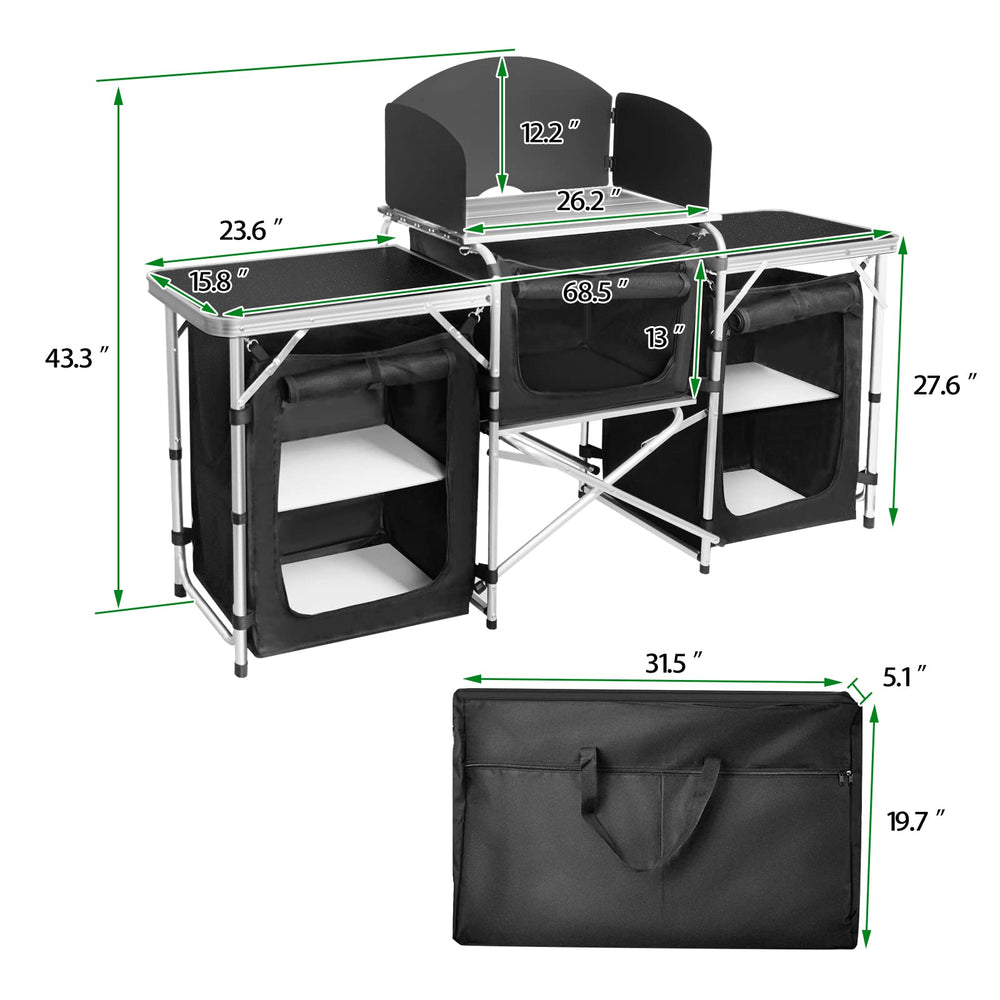 CampLand folding cooking table top view highlights sturdy MDF work surface