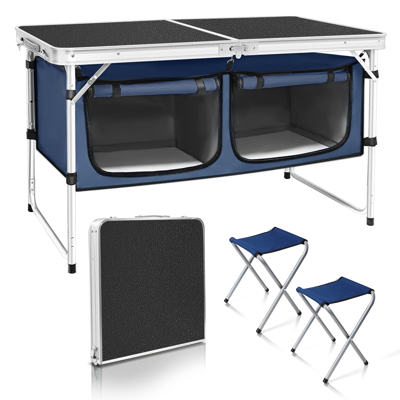 CampLand folding camping table top view shows a sturdy surface for meals and activities